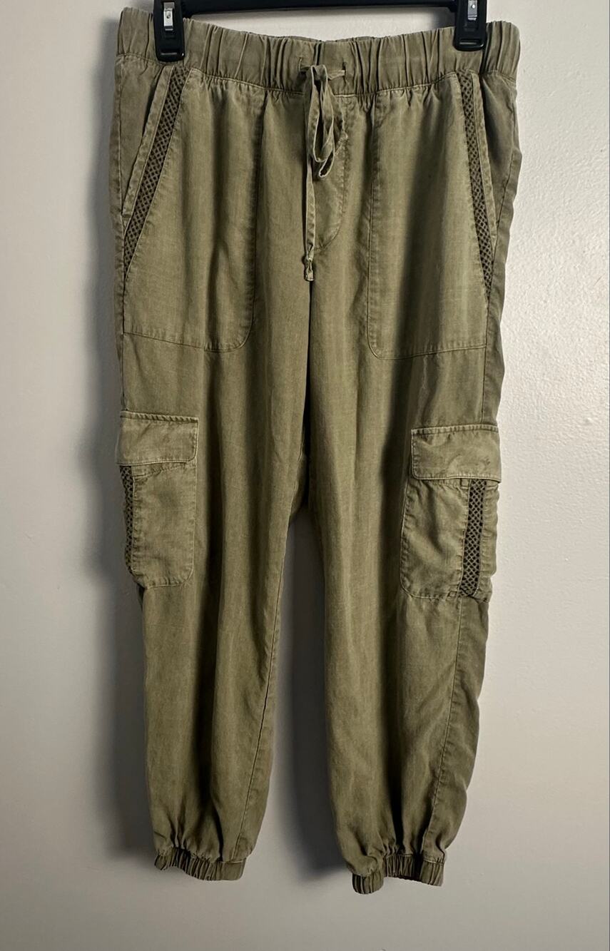 Cloth & Stone Anthropologie Trimmed Cargo Joggers Olive Green Tencel Pants Small